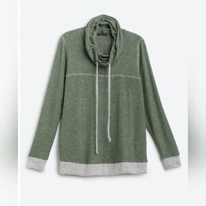 NWOT | PINK CLOVER | Caroline Cowl Neck Exposed Seam Knit Sweatshirt | M | Olive